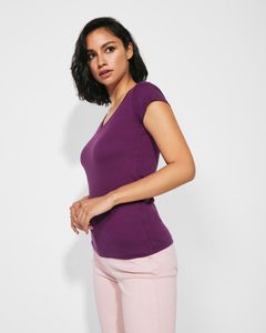 Roly CA6646 - T-shirt Femme Col V Coton avec Finitions Côtelées
