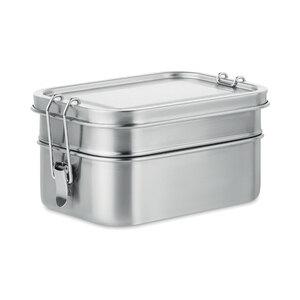 DOUBLE CHAN Stainless Steel Lunchbox with Dual Compartments and Buckles - GiftRetail MO6212
