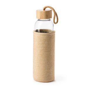 Stamina BI4137 - SIBU Glass bottle with an original simulated jute cover and bamboo cap with practical carrying handle