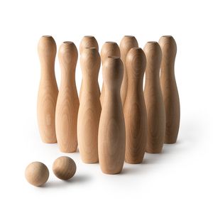 Stamina JU1040 - VIZA Ensemble de quilles en bois avec 10 quilles et 2 boules