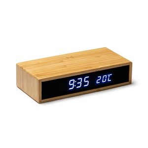 Stamina RJ3043 - DUNCER Table clock with 5W wireless charger in bamboo