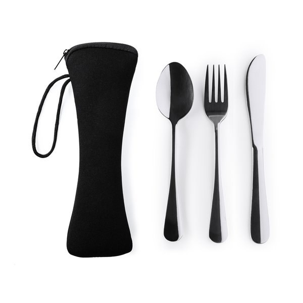 Claps 82066 - Praktisches Edelstahl-Besteckset im Neoprenetui