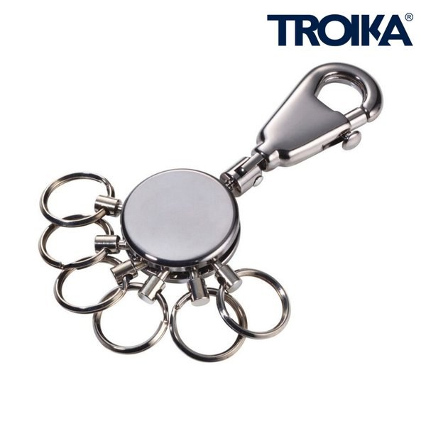 TROIKA KYR60 - Porte-clés Rond avec Mousqueton et Anneaux Échangeables