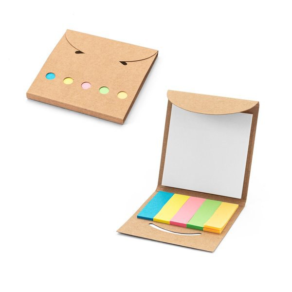 2-in-1 office set, made from 100% recycled paper, with 6 sticky notepads