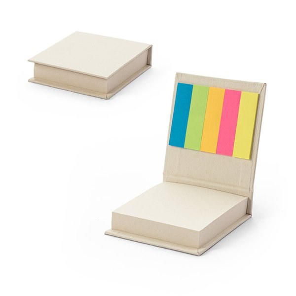 2-in-1 office set, made from 100% recycled paper, with 6 sticky notepads