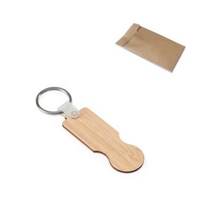 Bamboo key ring with coin-shaped end - Egotier 95116