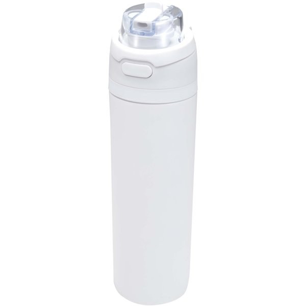 Theron 800 ml RCS Trinkflasche aus recyceltem, einwandigem Edelstahl mit Multifunktionsdeckel und Klappstrohhalm