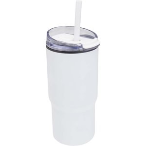 Gobelet isotherme à double paroi Westin 540 ml en RCS recyclé, avec paille - EgotierPro 100959