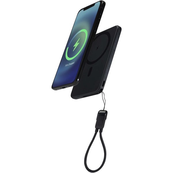 SMART 5000 mAh recycled plastic magnetic power bank with lanyard - EgotierPro 124529