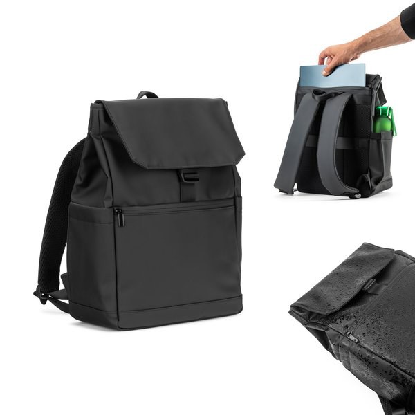 PU laptop rucksack (16"), with a flap covering all compartments