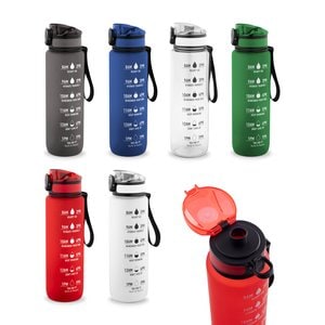 Bottle made from recycled PET (100% rPET), featuring motivational phrases and time markings to encourage you to drink water - Egotier 94448