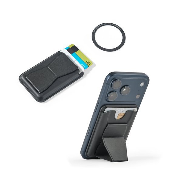 Porte-cartes magnétique en cuir PU, se fixe facilement à l'arrière de votre téléphone portable, avec blocage RFID